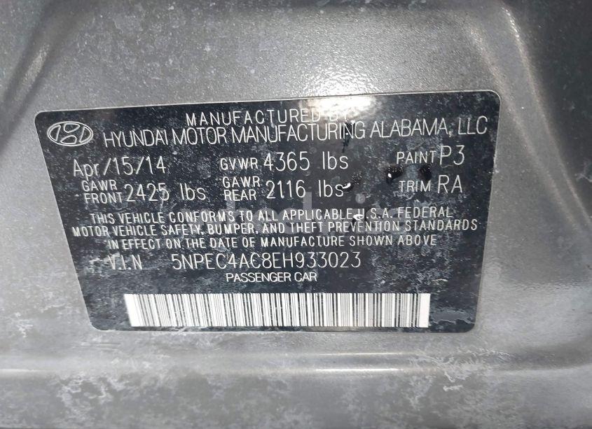 Photo 9 of 2014 Hyundai Sonata LIMITED (VIN 5NPEC4AC8EH933023)