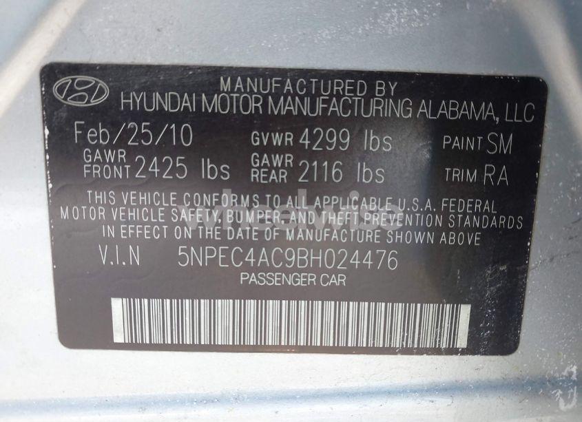 Photo 9 of 2011 Hyundai Sonata LIMITED (VIN 5NPEC4AC9BH024476)