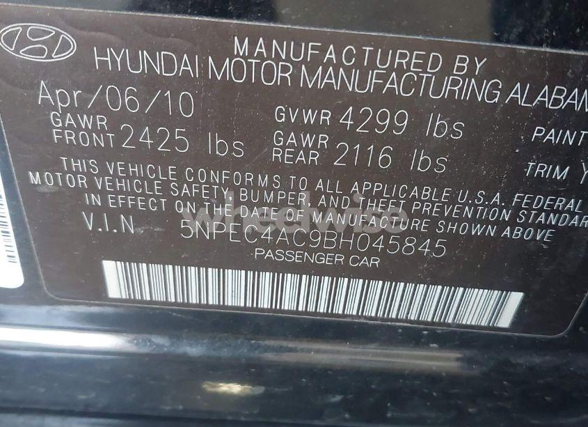 Photo 9 of 2011 Hyundai Sonata LIMITED (VIN 5NPEC4AC9BH045845)