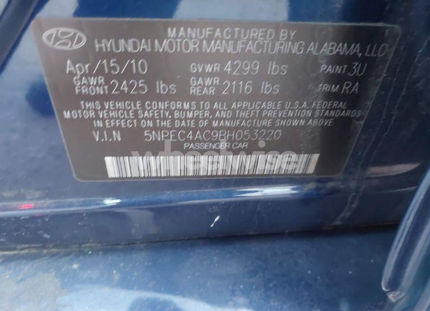 Photo 9 of 2011 Hyundai Sonata SE (VIN 5NPEC4AC9BH053220)