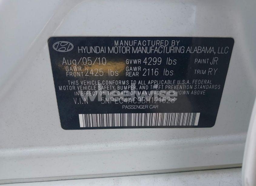 Photo 9 of 2011 Hyundai Sonata SE (VIN 5NPEC4AC9BH121628)