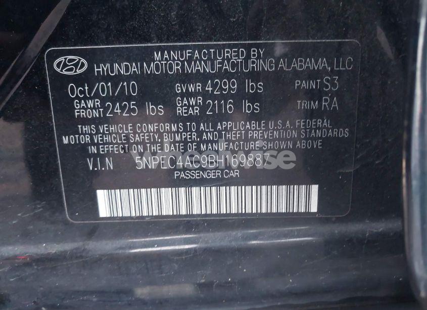 Photo 9 of 2011 Hyundai Sonata LIMITED (VIN 5NPEC4AC9BH169887)