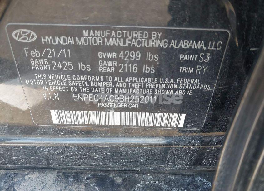 Photo 9 of 2011 Hyundai Sonata LIMITED (VIN 5NPEC4AC9BH252011)