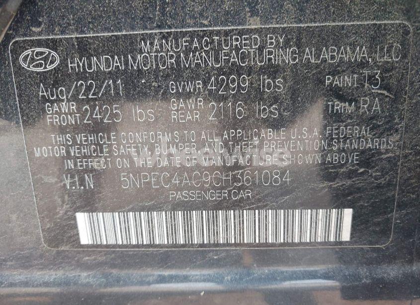 Photo 9 of 2012 Hyundai Sonata LIMITED (VIN 5NPEC4AC9CH361084)