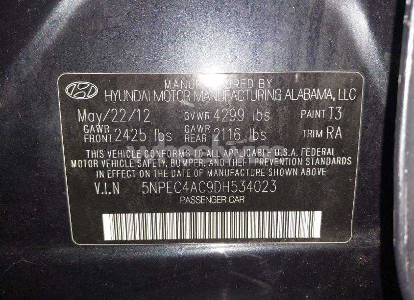 Photo 9 of 2013 Hyundai Sonata LIMITED (VIN 5NPEC4AC9DH534023)