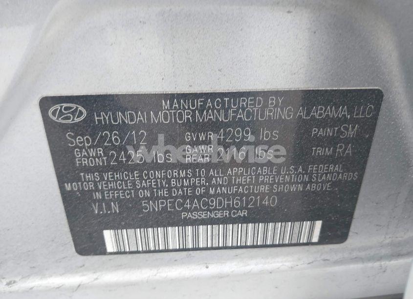 Photo 9 of 2013 Hyundai Sonata LIMITED (VIN 5NPEC4AC9DH612140)