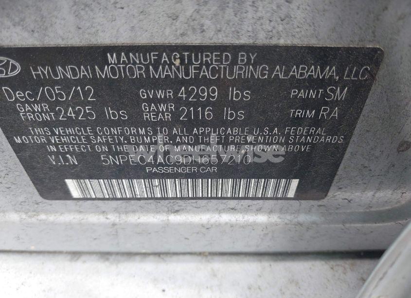 Photo 9 of 2013 Hyundai Sonata LIMITED (VIN 5NPEC4AC9DH657210)