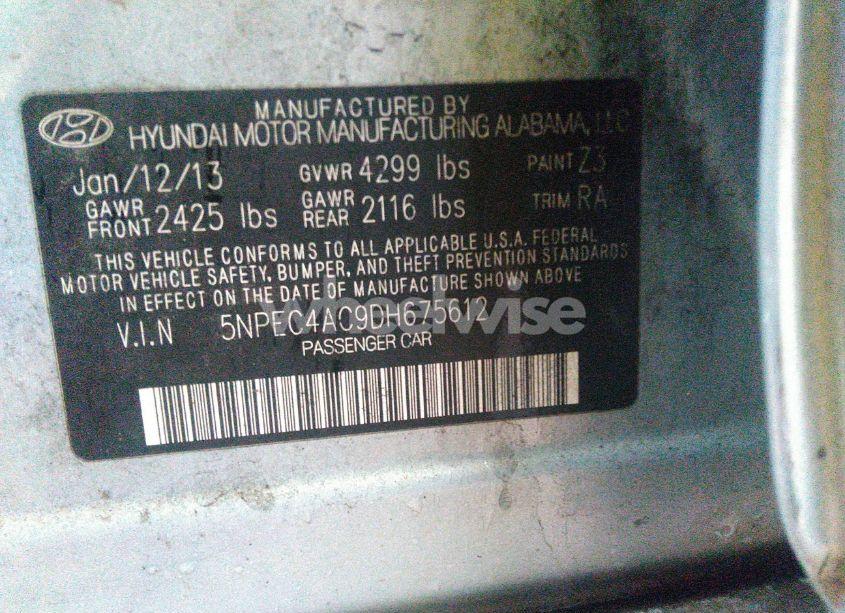 Photo 9 of 2013 Hyundai Sonata LIMITED (VIN 5NPEC4AC9DH675612)