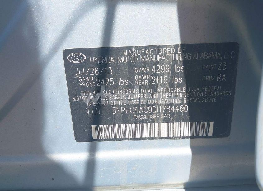 Photo 9 of 2013 Hyundai Sonata LIMITED (VIN 5NPEC4AC9DH784460)