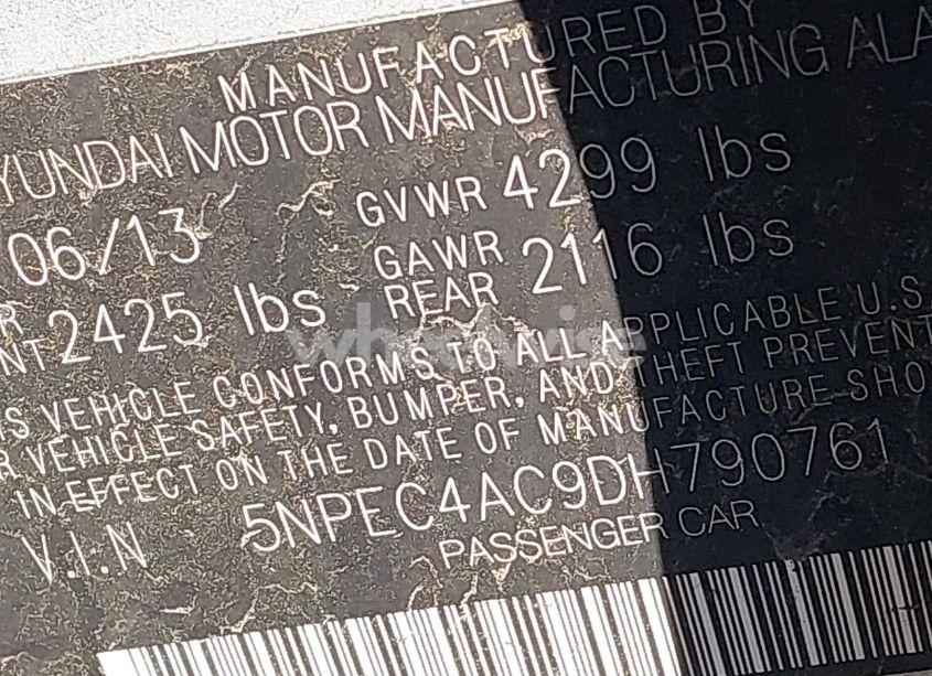 Photo 9 of 2013 Hyundai Sonata SE (VIN 5NPEC4AC9DH790761)