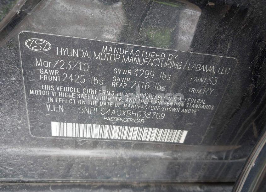 Photo 9 of 2011 Hyundai Sonata LIMITED (VIN 5NPEC4ACXBH038709)