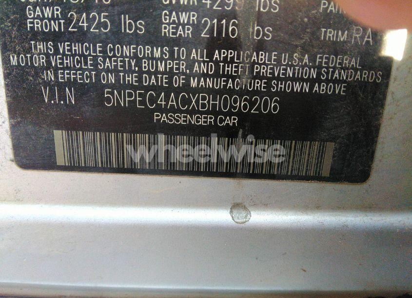 Photo 9 of 2011 Hyundai Sonata SE (VIN 5NPEC4ACXBH096206)