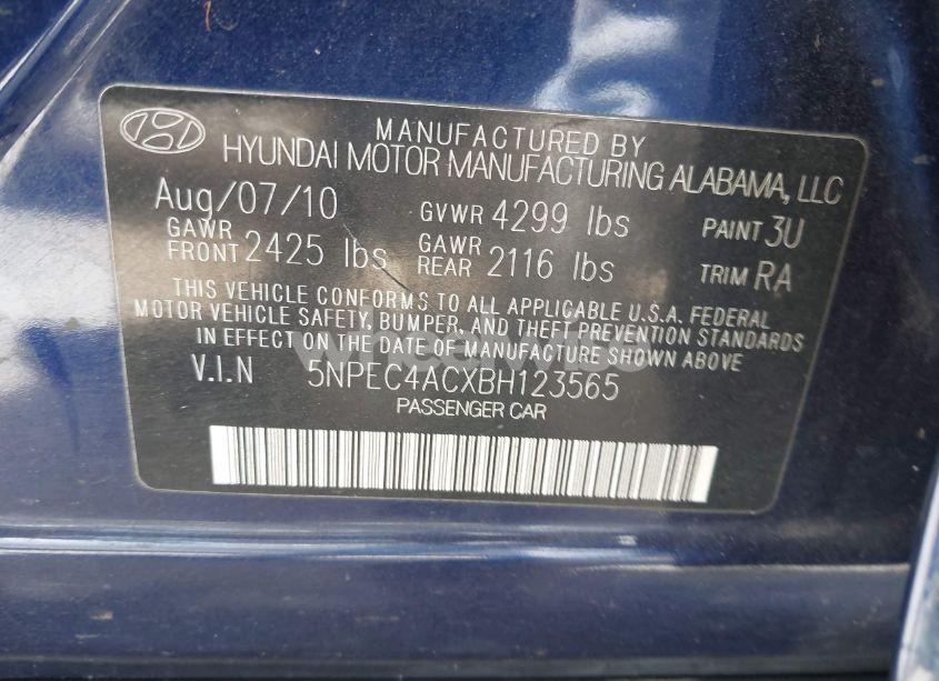 Photo 9 of 2011 Hyundai Sonata LIMITED (VIN 5NPEC4ACXBH123565)