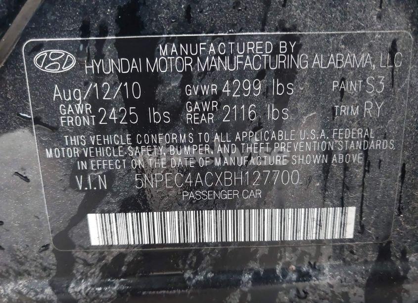 Photo 9 of 2011 Hyundai Sonata SE (VIN 5NPEC4ACXBH127700)