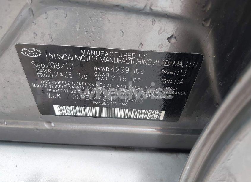 Photo 9 of 2011 Hyundai Sonata SE (VIN 5NPEC4ACXBH148983)