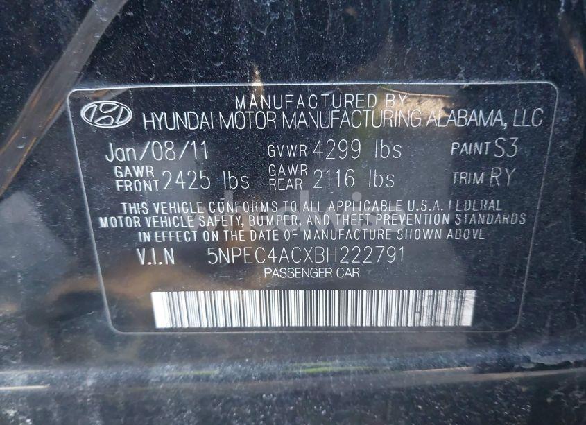 Photo 9 of 2011 Hyundai Sonata SE (VIN 5NPEC4ACXBH222791)
