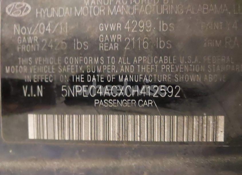 Photo 9 of 2012 Hyundai Sonata SE (VIN 5NPEC4ACXCH412592)