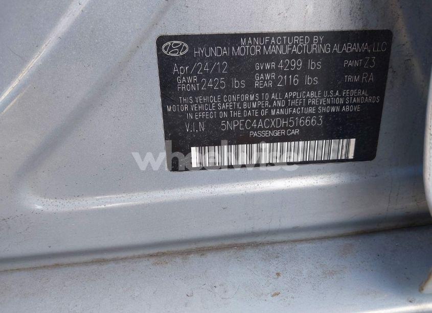 Photo 9 of 2013 Hyundai Sonata LIMITED (VIN 5NPEC4ACXDH516663)