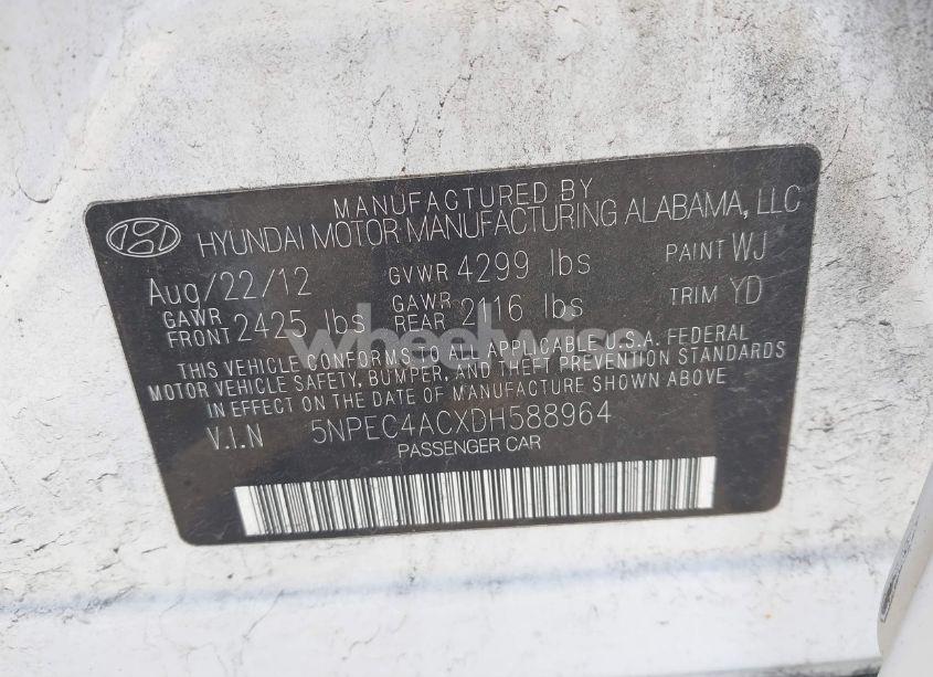 Photo 9 of 2013 Hyundai Sonata LIMITED (VIN 5NPEC4ACXDH588964)