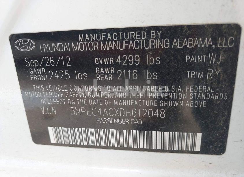 Photo 9 of 2013 Hyundai Sonata SE (VIN 5NPEC4ACXDH612048)