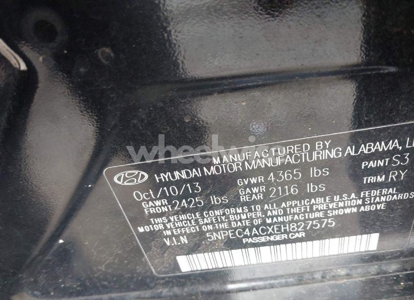 Photo 9 of 2014 Hyundai Sonata SE (VIN 5NPEC4ACXEH827575)