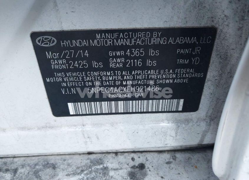 Photo 9 of 2014 Hyundai Sonata LIMITED (VIN 5NPEC4ACXEH921486)