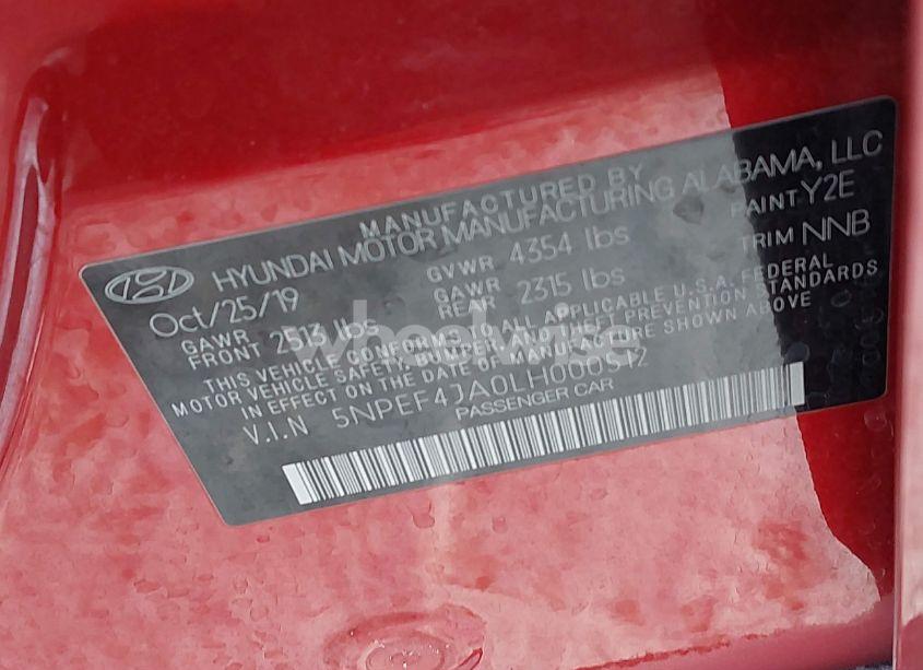 Photo 9 of 2020 Hyundai Sonata SEL (VIN 5NPEF4JA0LH000512)