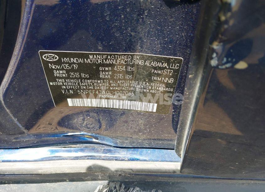 Photo 9 of 2020 Hyundai Sonata SEL (VIN 5NPEF4JA0LH002065)