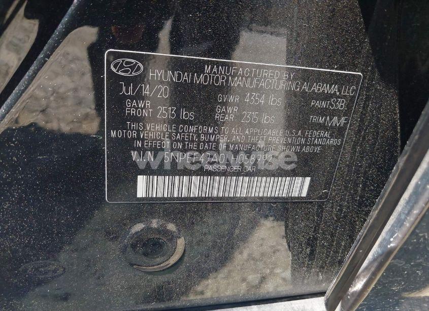 Photo 9 of 2020 Hyundai Sonata SEL (VIN 5NPEF4JA0LH058992)