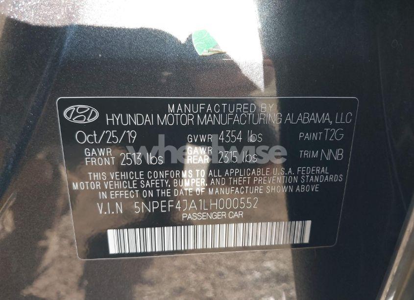 Photo 9 of 2020 Hyundai Sonata SEL (VIN 5NPEF4JA1LH000552)