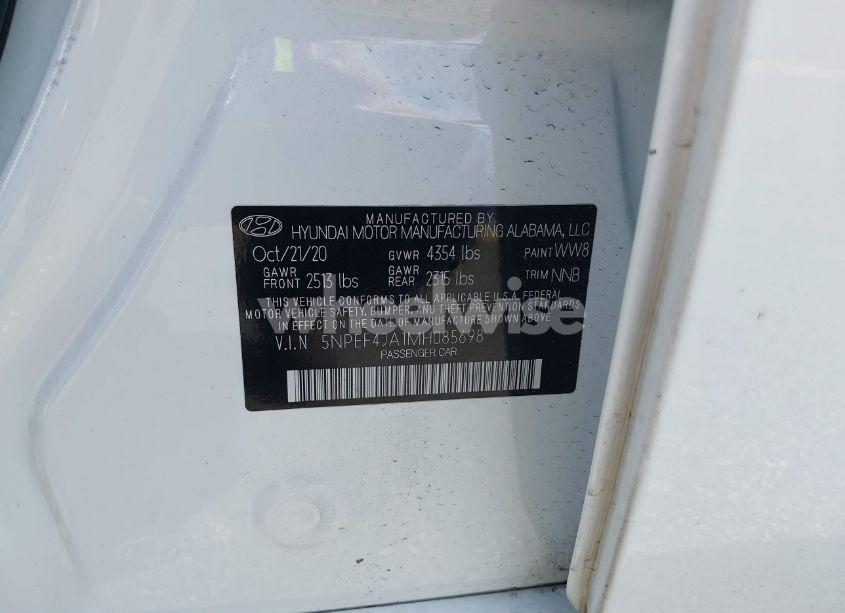 Photo 9 of 2021 Hyundai Sonata SEL (VIN 5NPEF4JA1MH085698)