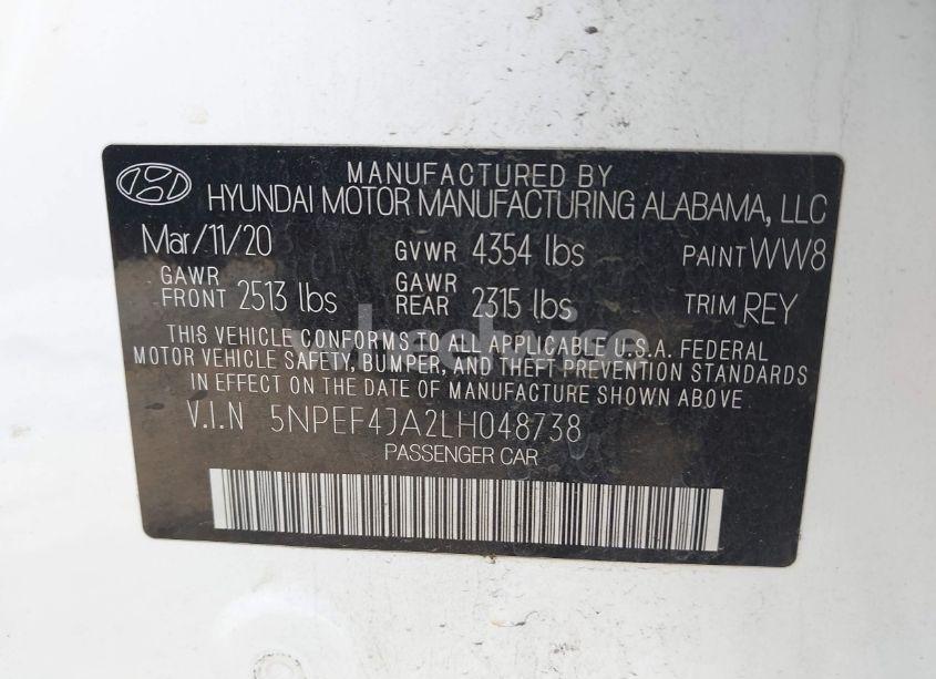 Photo 9 of 2020 Hyundai Sonata SEL (VIN 5NPEF4JA2LH048738)