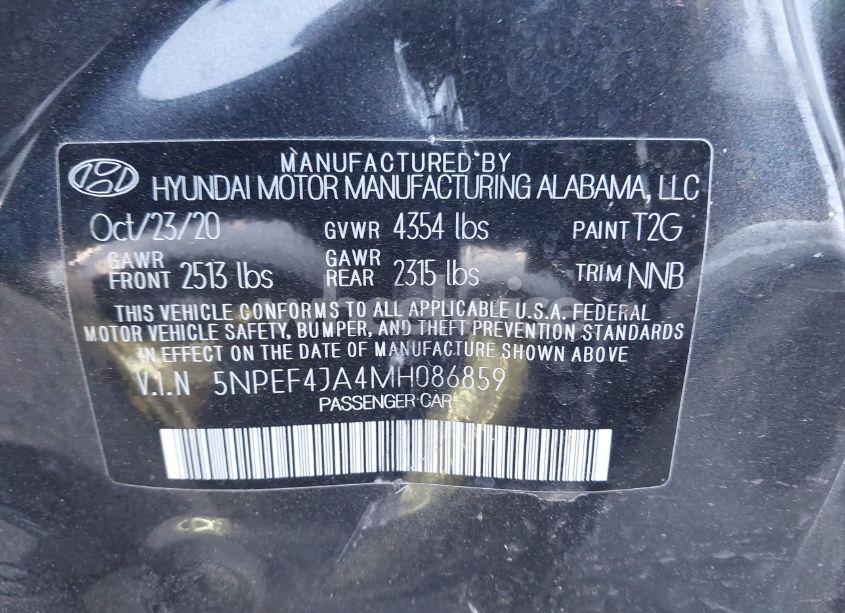 Photo 9 of 2021 Hyundai Sonata SEL (VIN 5NPEF4JA4MH086859)
