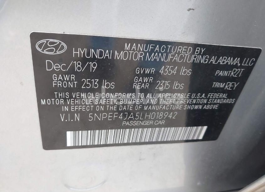 Photo 9 of 2020 Hyundai Sonata SEL (VIN 5NPEF4JA5LH018942)