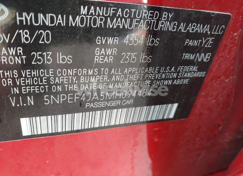 Photo 9 of 2021 Hyundai Sonata SEL (VIN 5NPEF4JA5MH094484)