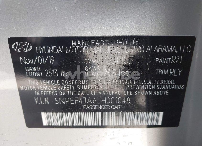Photo 9 of 2020 Hyundai Sonata SEL (VIN 5NPEF4JA6LH001048)