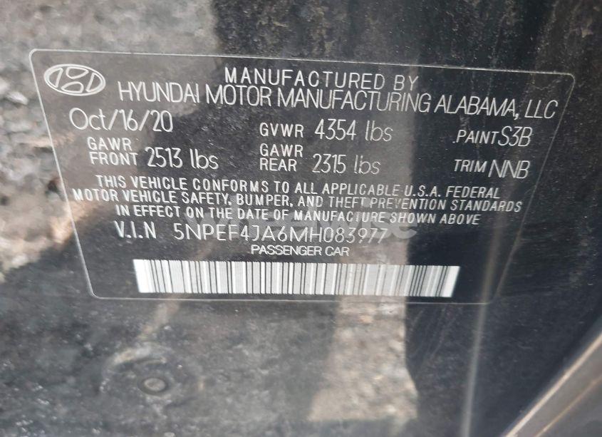 Photo 9 of 2021 Hyundai Sonata SEL (VIN 5NPEF4JA6MH083977)