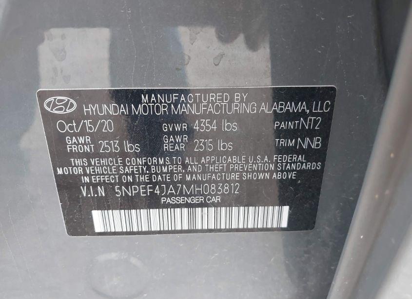 Photo 9 of 2021 Hyundai Sonata SEL (VIN 5NPEF4JA7MH083812)