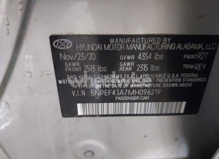 Photo 9 of 2021 Hyundai Sonata SEL (VIN 5NPEF4JA7MH096219)