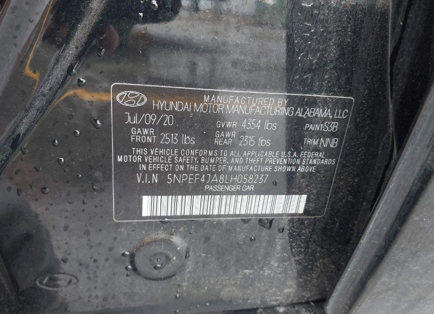Photo 9 of 2020 Hyundai Sonata SEL (VIN 5NPEF4JA8LH058237)