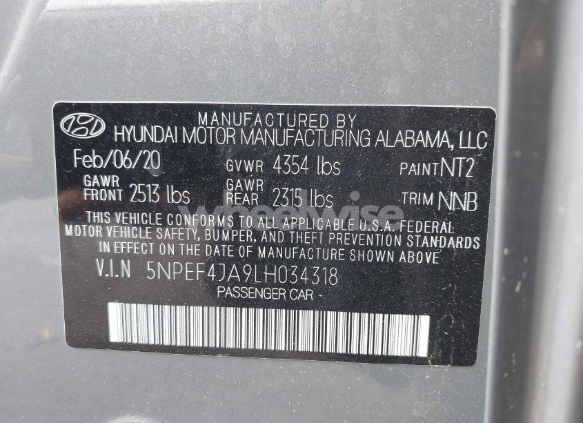 Photo 9 of 2020 Hyundai Sonata SEL (VIN 5NPEF4JA9LH034318)
