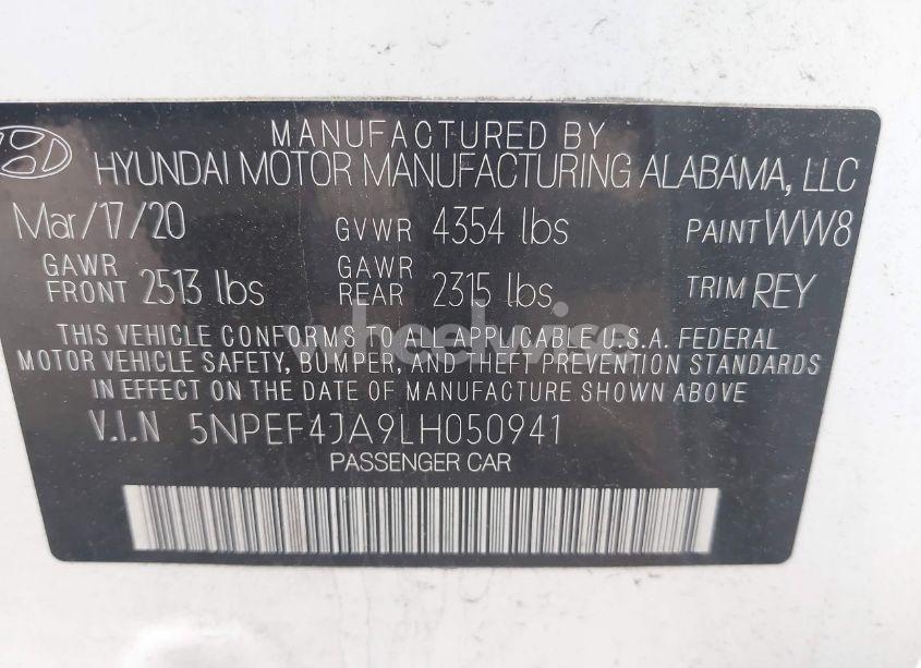 Photo 9 of 2020 Hyundai Sonata SEL (VIN 5NPEF4JA9LH050941)