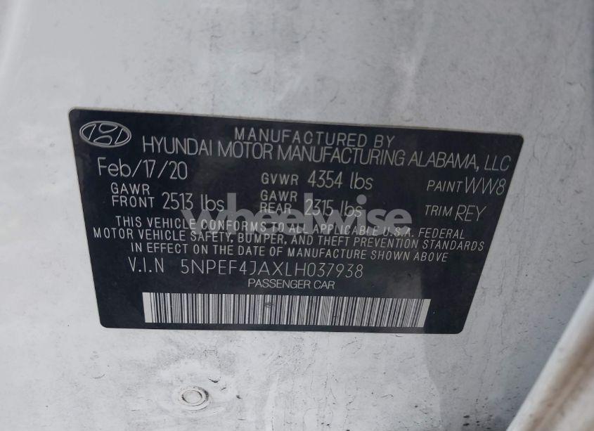 Photo 9 of 2020 Hyundai Sonata SEL (VIN 5NPEF4JAXLH037938)