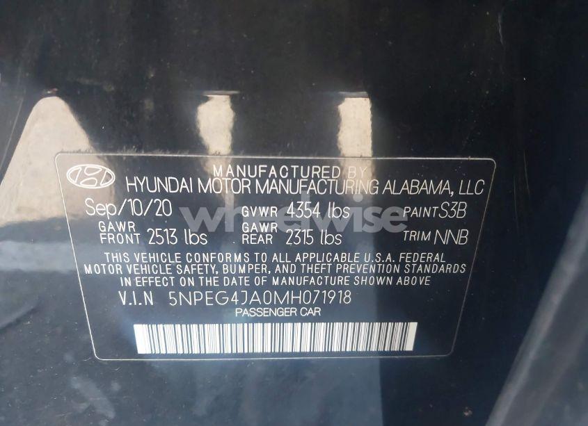 Photo 9 of 2021 Hyundai Sonata SE (VIN 5NPEG4JA0MH071918)