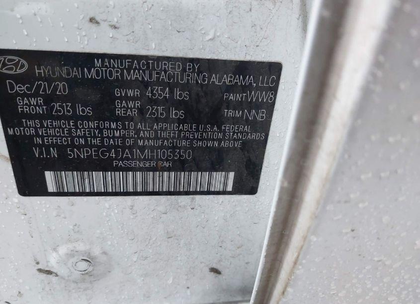 Photo 9 of 2021 Hyundai Sonata SE (VIN 5NPEG4JA1MH105350)