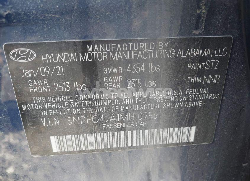 Photo 9 of 2021 Hyundai Sonata SE (VIN 5NPEG4JA1MH109561)