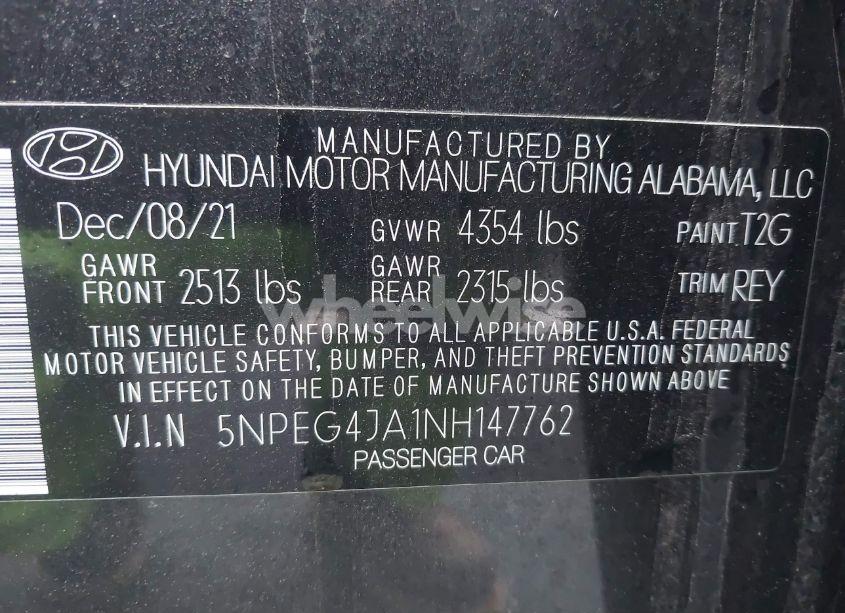 Photo 9 of 2022 Hyundai Sonata SE (VIN 5NPEG4JA1NH147762)
