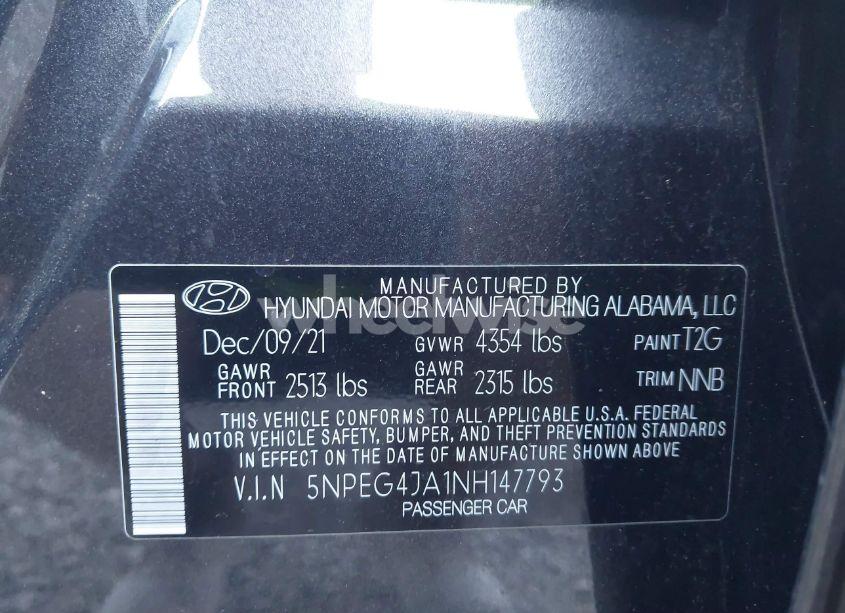 Photo 9 of 2022 Hyundai Sonata SE (VIN 5NPEG4JA1NH147793)