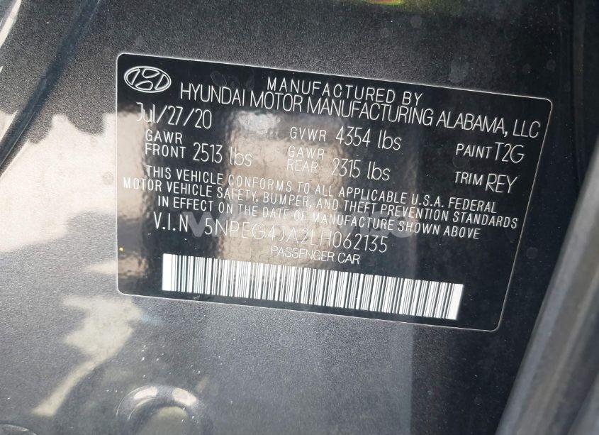 Photo 9 of 2020 Hyundai Sonata SE (VIN 5NPEG4JA2LH062135)