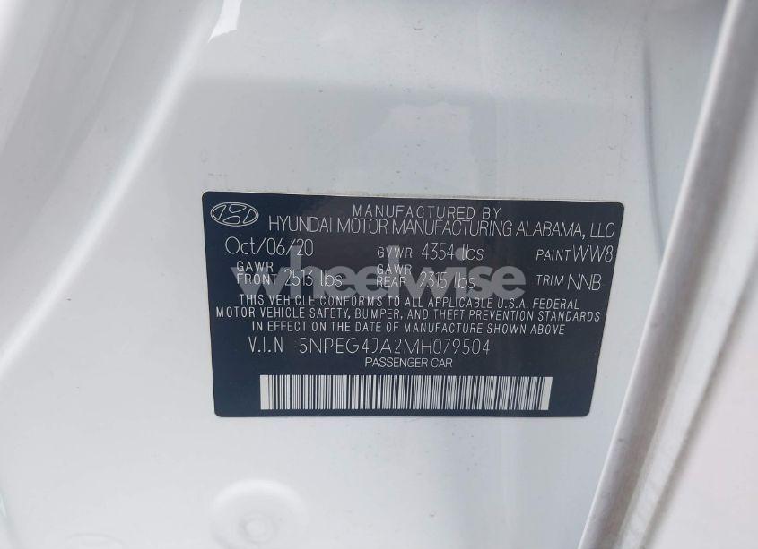 Photo 9 of 2021 Hyundai Sonata SE (VIN 5NPEG4JA2MH079504)